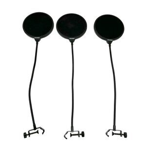Microphone Pop Filter Trio Flexible Gooseneck Clamp Studio Recording Accessory